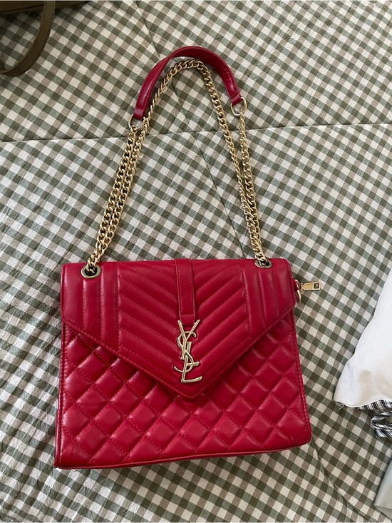 Source Unknown Handbags - Red Quilted Vegan Leather Shoulder Bag with Gold Hardware